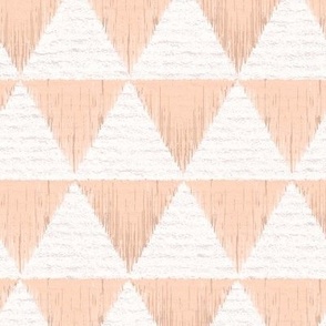 Hand drawn watercolor triangles checkerboard pattern – painted geometric brush strokes on a warm cream watercolour paper texture. Beige and ecru with peach fuzz and apricot orange.
