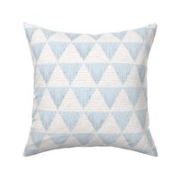 Hand drawn watercolor triangles checkerboard pattern – painted geometric brush strokes on a warm cream watercolour paper texture. Beige and ecru with thermal blue and baby blue.