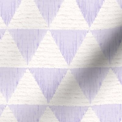 Hand drawn watercolor triangles checkerboard pattern – painted geometric brush strokes on a warm cream watercolour paper texture. Beige and ecru with digital lavender and lilac purple.