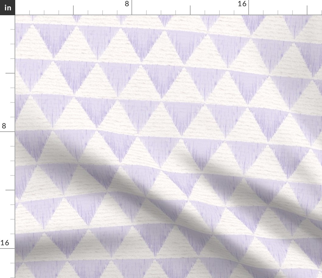 Hand drawn watercolor triangles checkerboard pattern – painted geometric brush strokes on a warm cream watercolour paper texture. Beige and ecru with digital lavender and lilac purple.