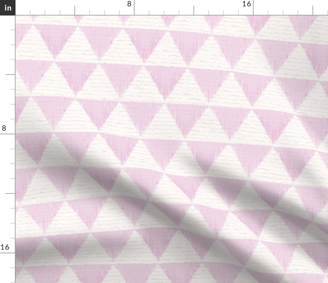 Hand drawn watercolor triangles checkerboard pattern – painted geometric brush strokes on a warm cream watercolour paper texture. Beige and ecru with fondant pink and candyfloss pink.