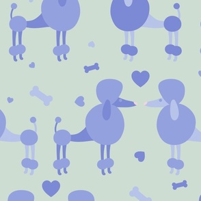 Periwinkle poodles in love - Large scale