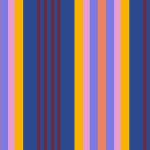 Bright colorful and fun vertical stripes large: in blue, yellow and lilac