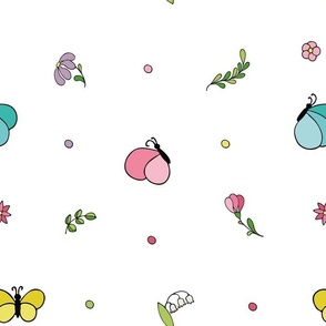 Flowers and butterflies easter transparent background