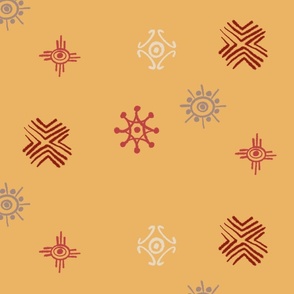  "Golden Glyphs: Archaic Symbols on a Yellow Background"