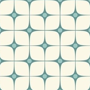 Minimalist Retro Tile Design ✦  cream green stardots