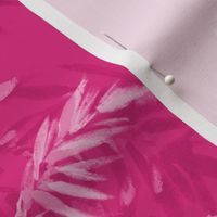 Medium Half Drop Painterly Monochrome Palm Trees in Pink Hues with Hot Pink Background