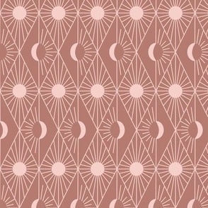 Whimsigothic Art Deco Sun and Moon | Terracota and Blush Pink | Small Scale