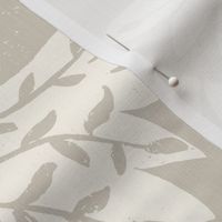 Flying birds textured linen neutral_Large