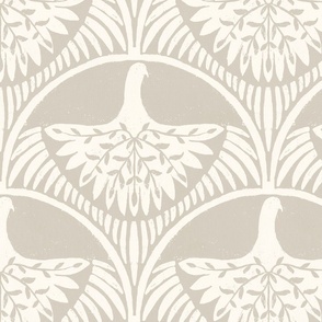 Flying birds textured linen neutral_Large