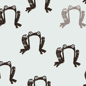 Cute Painted Frogs in Soft Black and Gray on a White Background (Large)_B24009R01A