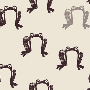 Cute Painted Frogs in Gray and Soft Black on a Cream Background (Large)_B24009R01B