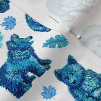 Blue bears with leaves
