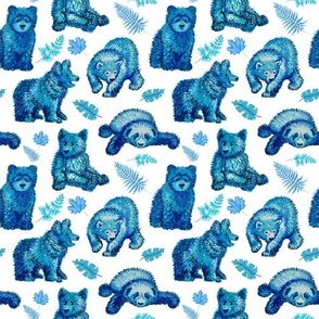 Blue bears with leaves