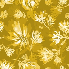 (L) Dark Yellow flowers watercolor