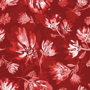 (L) Deep red flowers watercolor