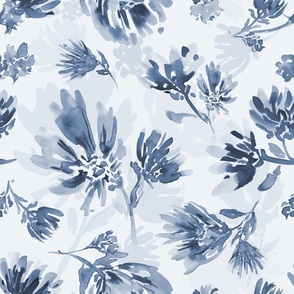 (L) Navy blue flowers watercolor