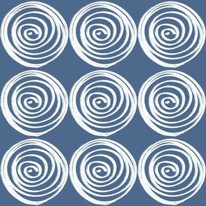 Spiral donut roses in blue and white