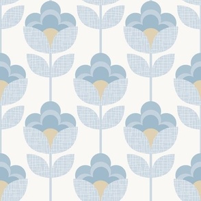 (M) coastal scandi mod floral - white / pale grey blue