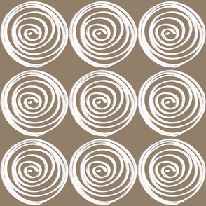 Spiral Donut Roses in tan and white