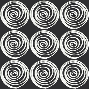 Spiraling donut roses in black and white