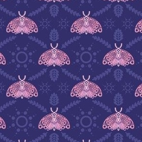 Moths and herbs / purple background 