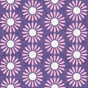 Retro Daisy Purple pink White MEDIUM SCALE