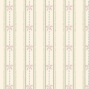 Ribbons and Bows | cream with green and pink | 12 | Grandmillennial - Elisabeth collection