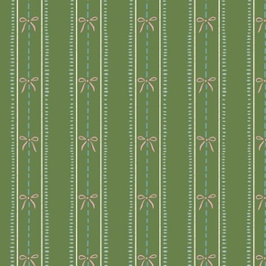 Ribbons and Bows | dark green with pink and blue | 12 | Grandmillennial - Elisabeth collection