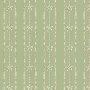 Ribbons and Bows | light green with pink and cream | 12 | Grandmillennial - Elisabeth collection