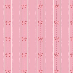 Ribbons and Bows | pink with cream and red | 12 | Grandmillennial - Elisabeth  collection