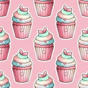 Smaller Unicorn Cupcake Stickers Pink Polkadots
