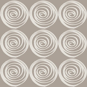 Spiraling donut roses in  mega greige and origami white