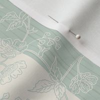 Cherry Blossom Heritage off-white  and Mint / Palladian Blue -  small scale