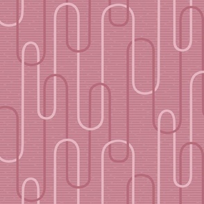 Curved geometric dusky pink retro minimalist wallpaper - statement cascading art deco arch waves