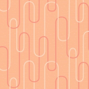 Curved geometric peach fuzz retro minimalist wallpaper - statement cascading art deco arch waves