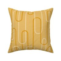 Curved geometric ochre yellow retro minimalist wallpaper - statement cascading art deco arch waves