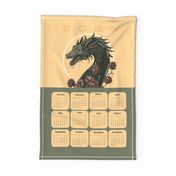 2024 Year of the Dragon green, calendar