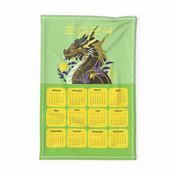 2024 Year of the Dragon green calendar