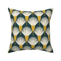 (S) Hawkweed - hand drawn bold simple Art Deco style floral - Black and Cream