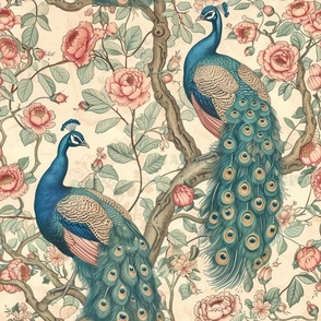 Peacocks and Roses