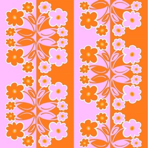 Mini Daisy Production Orange And Pink Stripe Wallpaper Style Scandi Retro Modern Cheerful Vertical Pattern