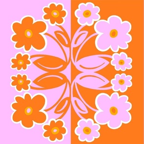 Daisy Production Orange And Pink Wallpaper Style Striped Scandi Retro Modern Cheerful Vertical Pattern