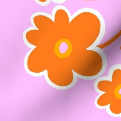 Big Daisy Production Orange And Pink Stripe Wallpaper Style Scandi Retro Modern Cheerful Vertical Pattern