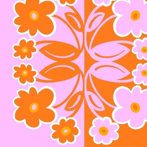 Big Daisy Production Orange And Pink Stripe Wallpaper Style Scandi Retro Modern Cheerful Vertical Pattern