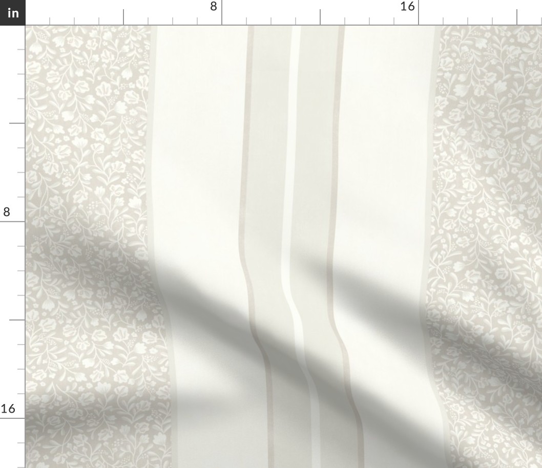 Calming minimalist strips with ditsy florals neutral (L)