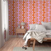 Daisy Production Big Bright Orange And Bubblegum Pink Bright, Bold Retro Modern Scandi Pop Art 70’s Style Daisies Half-Drop Floral Pattern