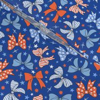 Fourth of July Bows and Ribbons Blue Background