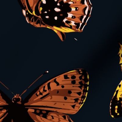 Vintage Butterflies Dark Wallpaper