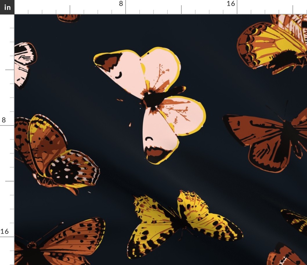 Vintage Butterflies Dark Wallpaper